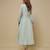 Mint green embroidered chanderi muslin organza anarkali set