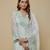 Mint green embroidered chanderi muslin organza anarkali set