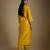 Yellow embroidered chanderi muslin organza kurta set
