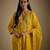 Yellow embroidered chanderi muslin organza kurta set
