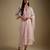 Baby pink embroidered chanderi muslin organza kurta set