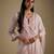 Baby pink embroidered chanderi muslin organza kurta set