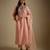 Rose gold embroidered chanderi muslin organza kurta set