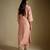 Rose gold embroidered chanderi muslin organza kurta set
