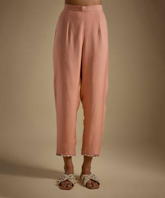 Rose gold embroidered chanderi muslin organza kurta set 3
