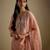 Rose gold embroidered chanderi muslin organza kurta set