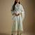 Mint green embroidered chanderi muslin organza kurta set