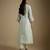 Mint green embroidered chanderi muslin organza kurta set