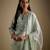 Mint green embroidered chanderi muslin organza kurta set