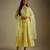 Baby yellow embroidered chanderi muslin organza anarkali set