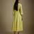 Baby yellow embroidered chanderi muslin organza anarkali set