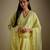 Baby yellow embroidered chanderi muslin organza anarkali set