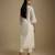 Ivory embroidered chanderi muslin organza kurta set