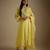 Baby yellow embroidered chanderi muslin organza kurta set