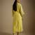 Baby yellow embroidered chanderi muslin organza kurta set