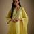 Baby yellow embroidered chanderi muslin organza kurta set