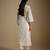 Ivory embroidered chanderi muslin organza kurta set