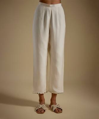 Ivory embroidered chanderi muslin organza kurta set 3