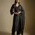 Black embroidered chanderi muslin organza kurta set