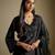 Black embroidered chanderi muslin organza kurta set