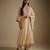 Beige embroidered chanderi muslin organza kurta set