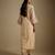Beige embroidered chanderi muslin organza kurta set