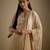 Beige embroidered chanderi muslin organza kurta set