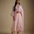 Baby pink embroidered chanderi muslin organza kurta set