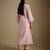 Baby pink embroidered chanderi muslin organza kurta set