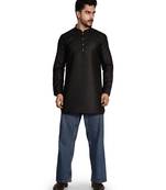 Men's solid pure linen short kurta