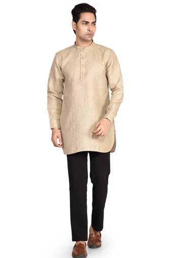 Men's solid pure linen short kurta