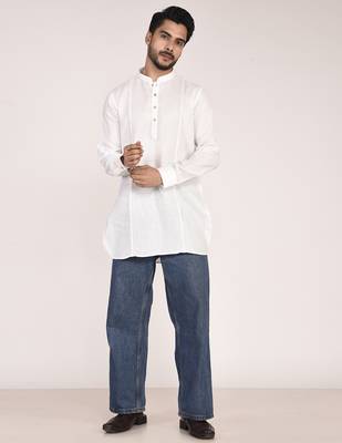 Men's pure linen pintuck short kurta 2
