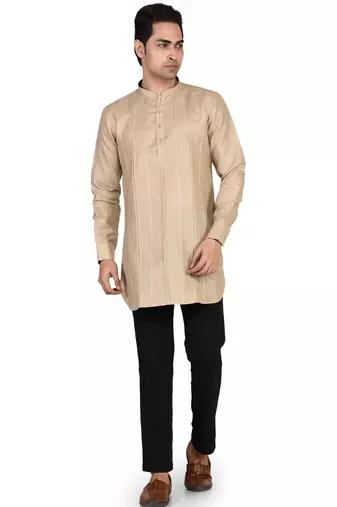 Men's pure linen pintuck short kurta