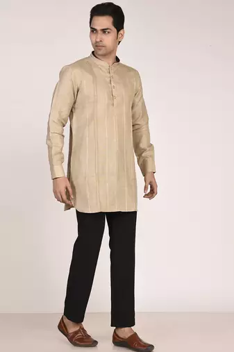 Men's pure linen pintuck short kurta