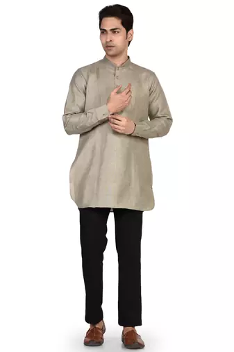 Men's pure linen pintuck short kurta