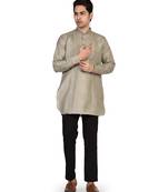 Men's pure linen pintuck short kurta