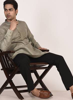 Men's pure linen pintuck short kurta 5