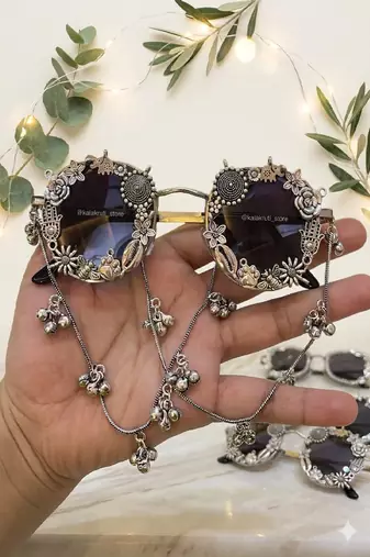 Jhankar circular oxidized sunglass - Navratri  sunglass