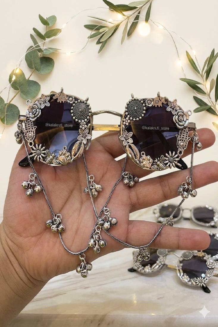 Jhankar circular oxidized sunglass - Navratri  sunglass
