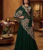 Dark Green Color Sequnce and  Embroidery Georgette Lehenga Choli Set