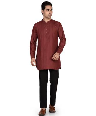 Men's pure linen pintuck short kurta 1