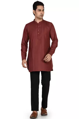 Men's pure linen pintuck short kurta