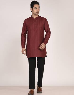 Men's pure linen pintuck short kurta 2