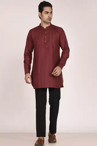 Men's pure linen pintuck short kurta
