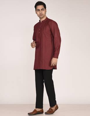 Men's pure linen pintuck short kurta 3