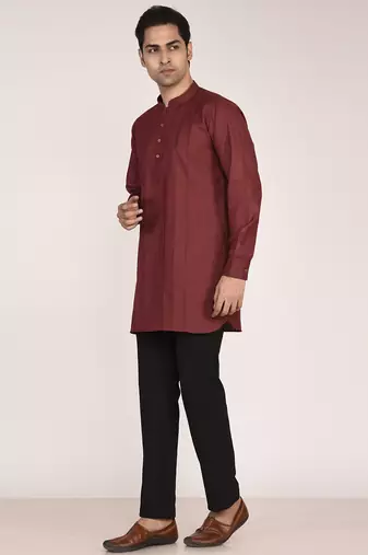 Men's pure linen pintuck short kurta