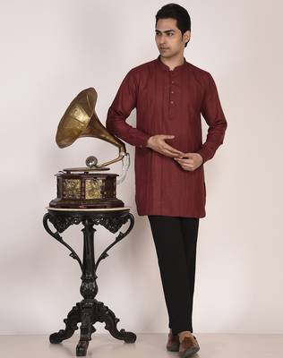 Men's pure linen pintuck short kurta 5