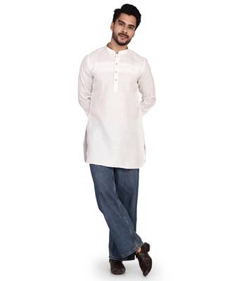 Men's pure linen pintuck short kurta 1