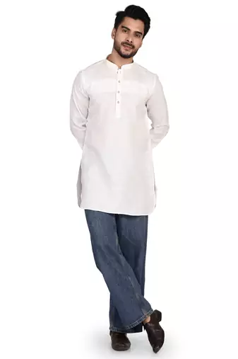 Men's pure linen pintuck short kurta