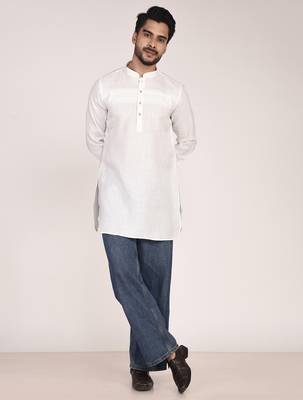 Men's pure linen pintuck short kurta 2